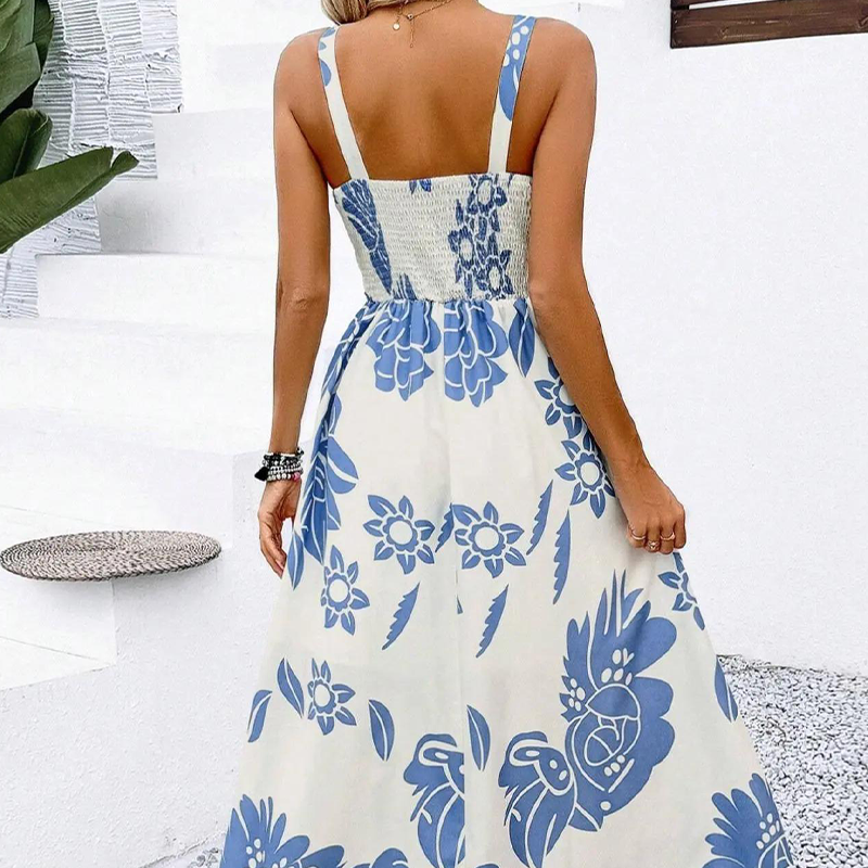 Floral Spaghetti Strap Dress ¨C Smocked Back, A-Line & Lightweight