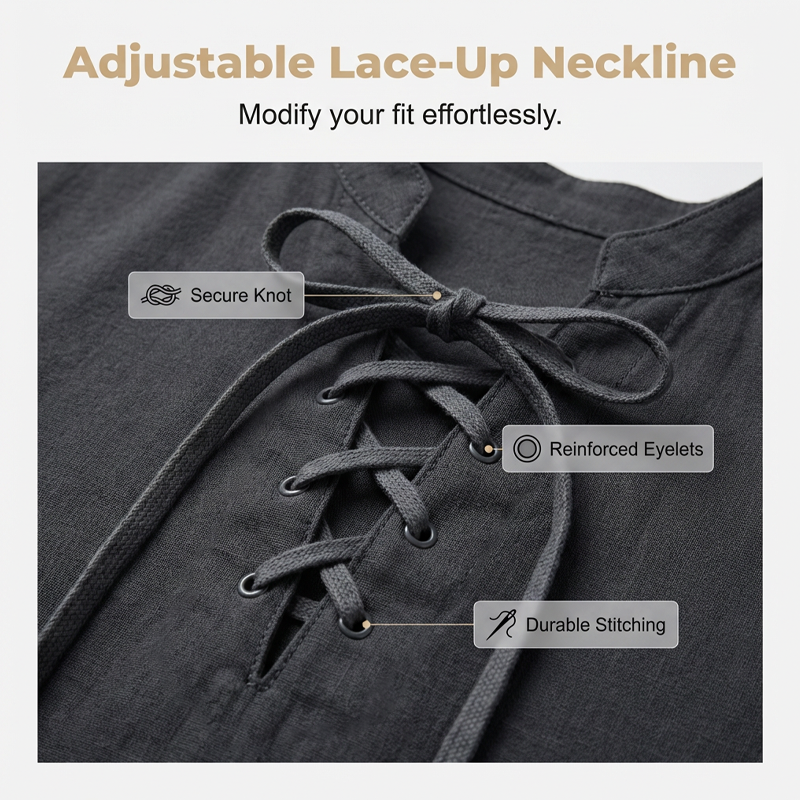 Camicia casual da uomo a maniche corte con allacciatura