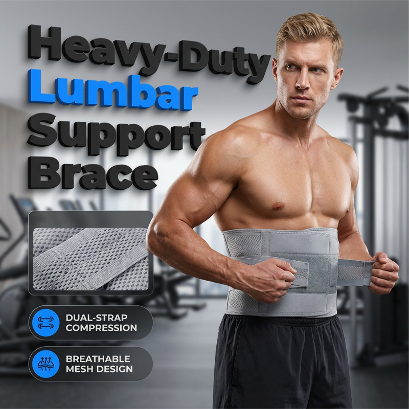 Fascia lombare compressiva a doppia cinghia con stecche di supporto rimovibili