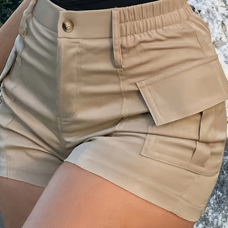 Pantaloncini cargo da donna a vita alta con tasche