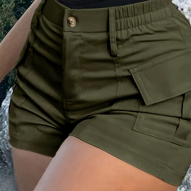 Women's High-Waist Cargo Shorts with Pockets