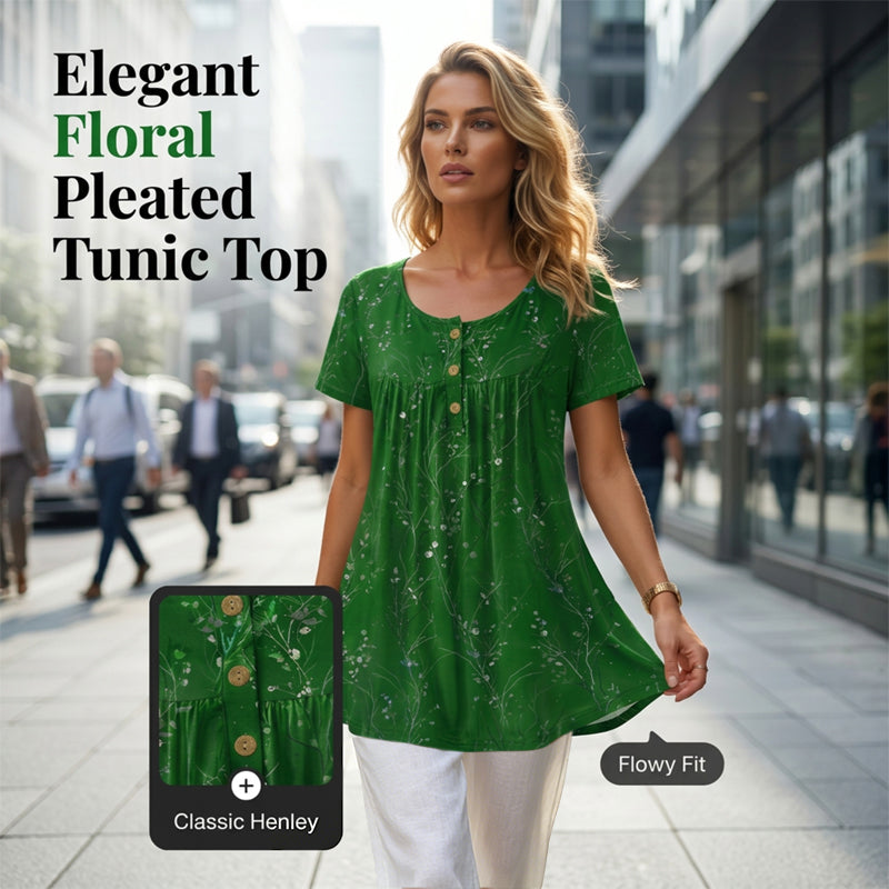 Tuniekshirt met geplooide bloemenprint voor dames
