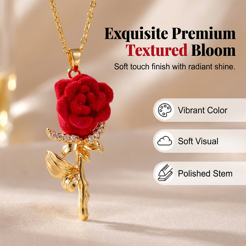 Elegant Red Rose Pendant Necklace