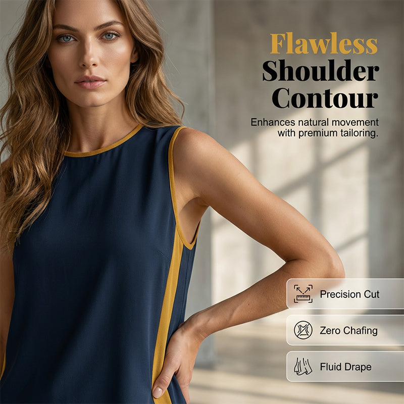 Completo casual con top senza maniche a blocchi di colore e pantaloni a gamba larga