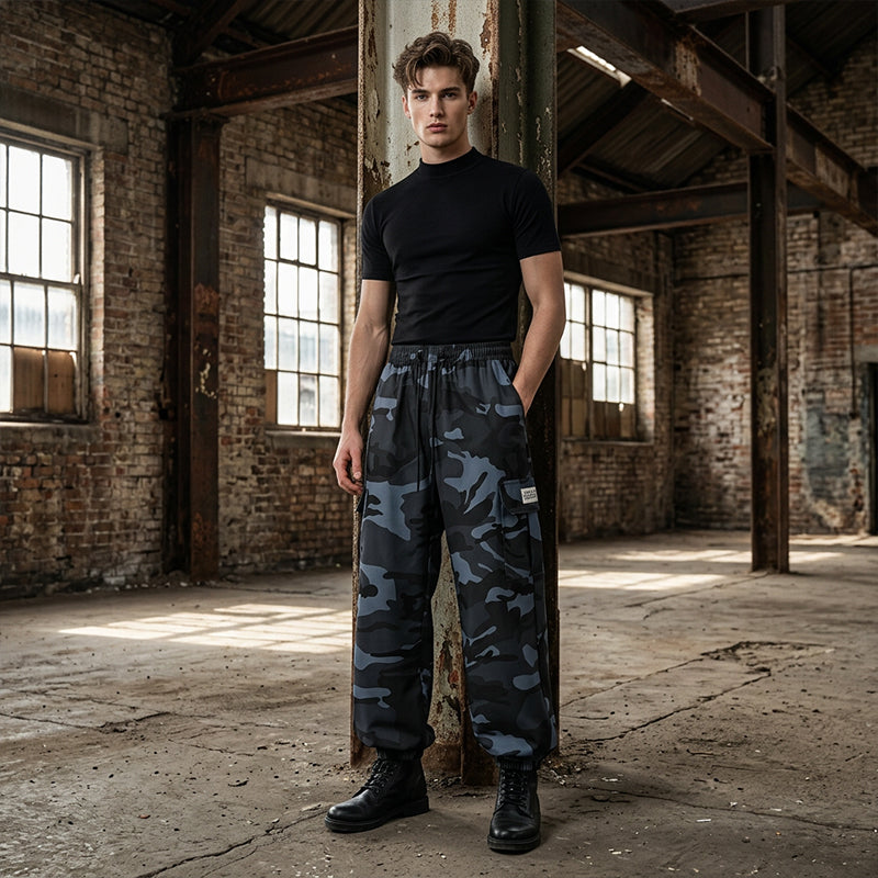 Pantaloni casual da uomo mimetici con coulisse