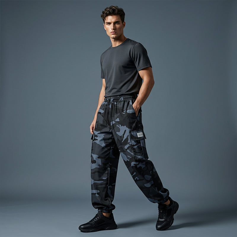 Pantaloni casual da uomo mimetici con coulisse