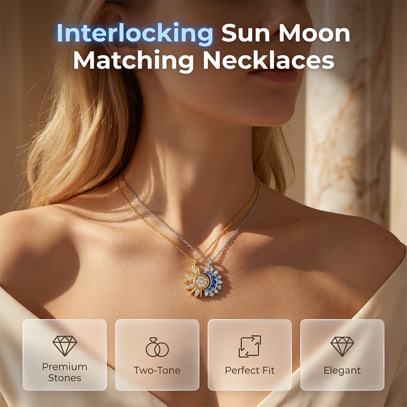 Collana con ciondolo Sole e Luna e strass