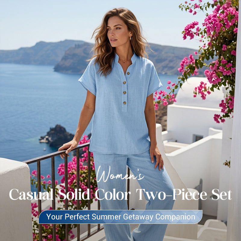 Casual tweedelige dames set in effen kleur