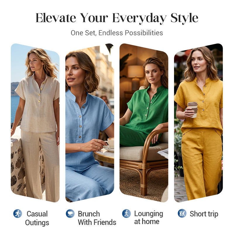 Casual tweedelige dames set in effen kleur
