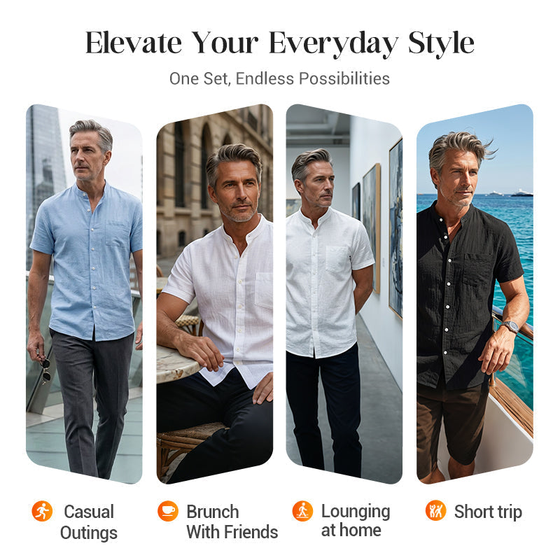 Men's Loose Fit Solid Short Sleeve Shirt