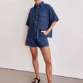 Denim Shirt & Shorts Set - Casual Comfort