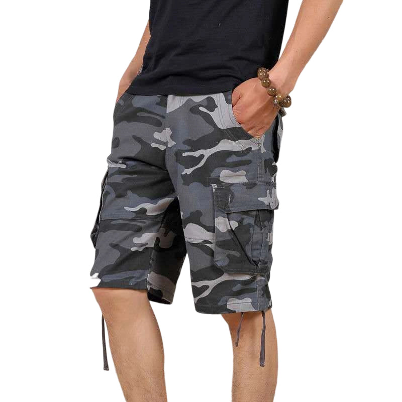 Pantalones cortos cargo de camuflaje con mezcla de algodón para hombre