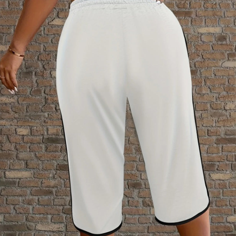 Pantalones capri con cordón y bolsillos para mujer