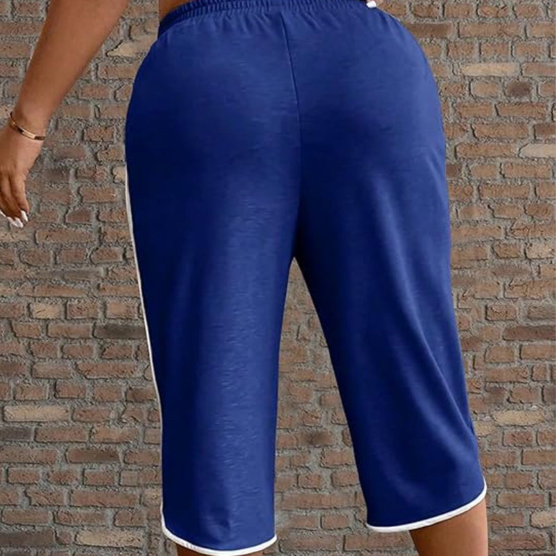 Pantalones capri con cordón y bolsillos para mujer