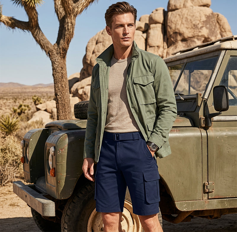 Pantalón corto cargo clásico para hombre con bolsillos