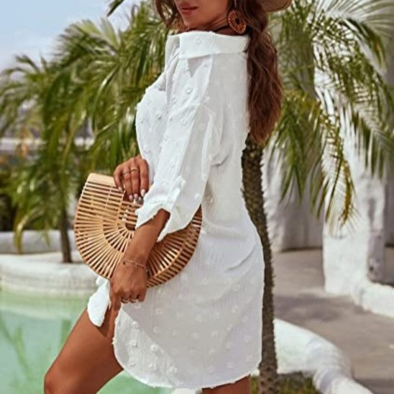 Camicia casual oversize da donna in chiffon jacquard