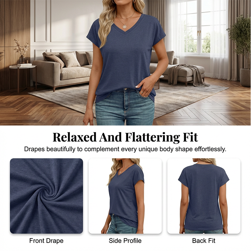 Women's Casual V-Neck Short Sleeve T-Shirt