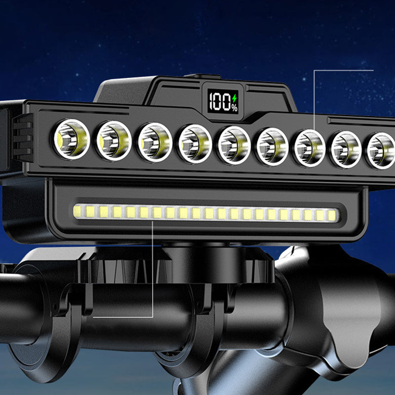 Phare de vélo ¨C 8 LED, klaxon intégré©\, rechargeable par USB, télécommande filaire
