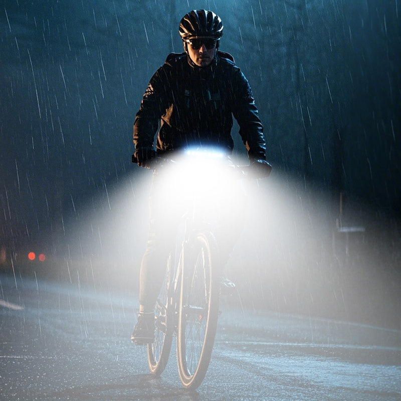 Phare de vélo ¨C 8 LED, klaxon intégré©\, rechargeable par USB, télécommande filaire