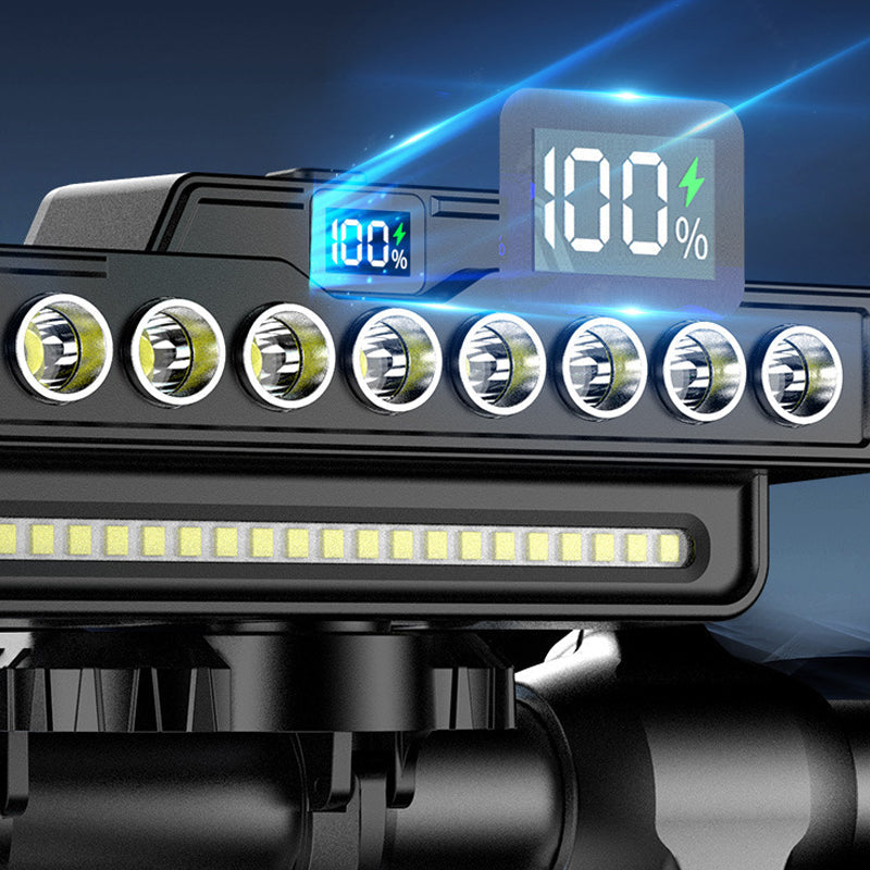 Phare de vélo ¨C 8 LED, klaxon intégré©\, rechargeable par USB, télécommande filaire