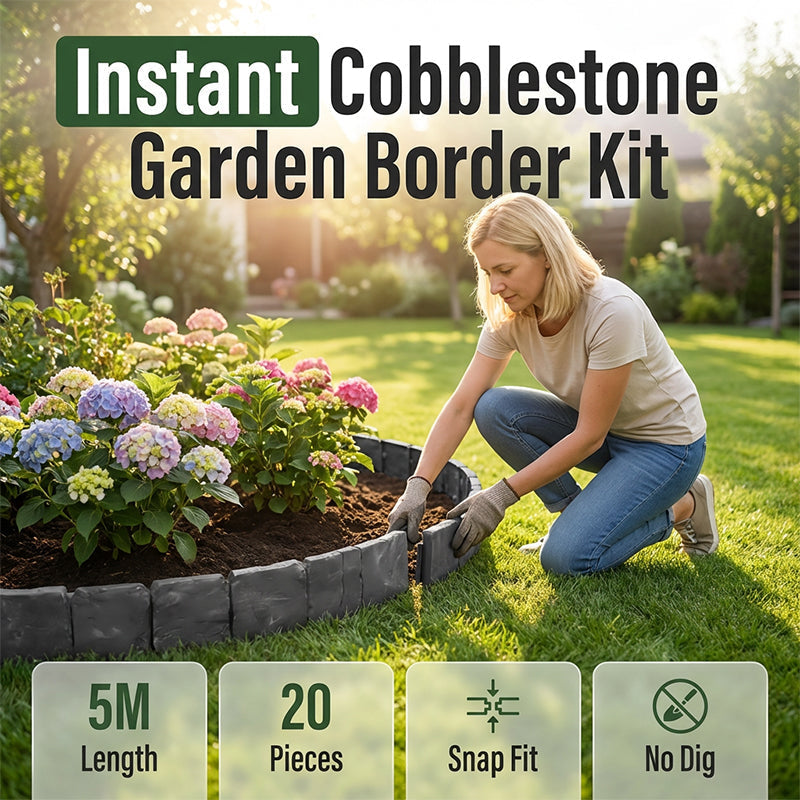 Easy Install Cobblestone Garden Border - 5M Edging Kit