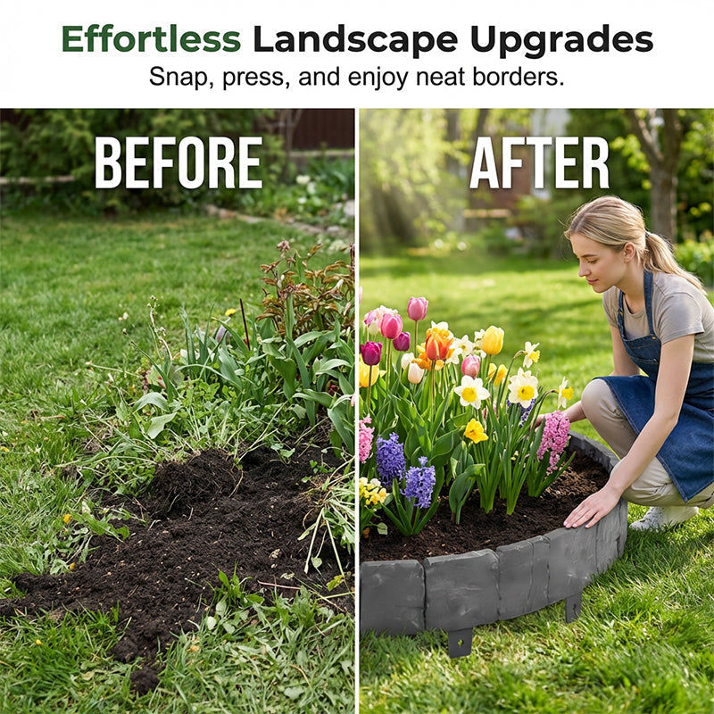 Easy Install Cobblestone Garden Border - 5M Edging Kit