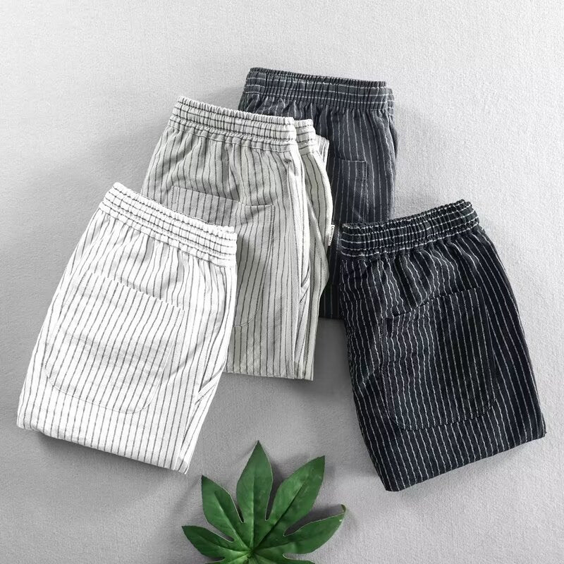 Men's Striped Linen Blend Casual Pants