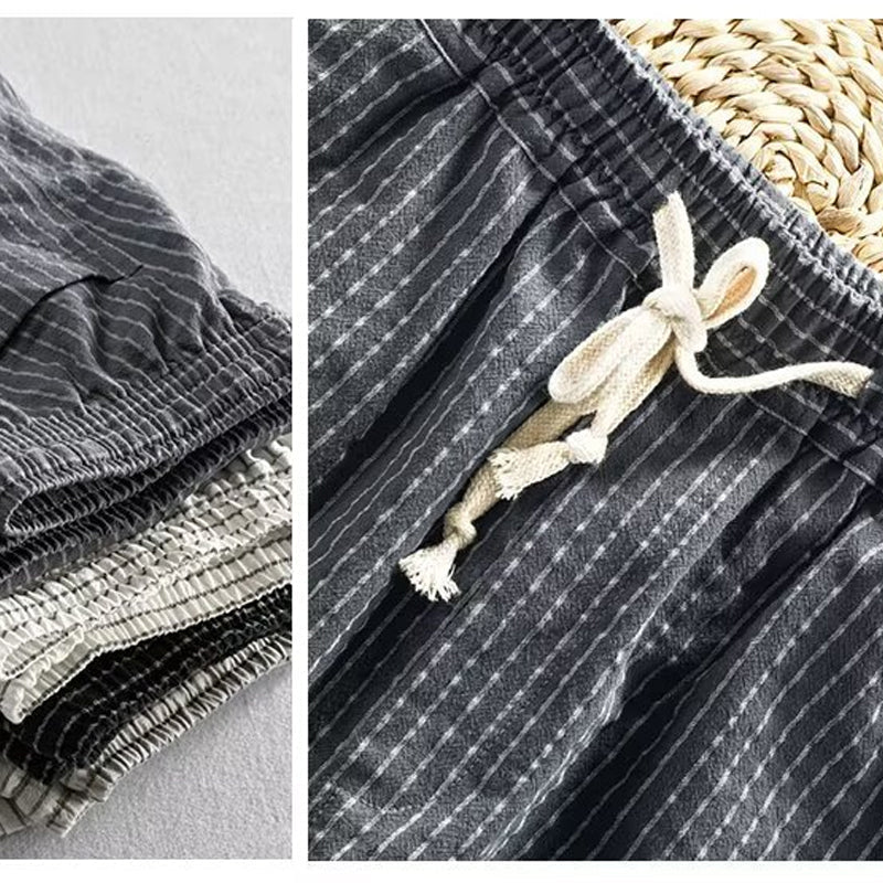Men's Striped Linen Blend Casual Pants