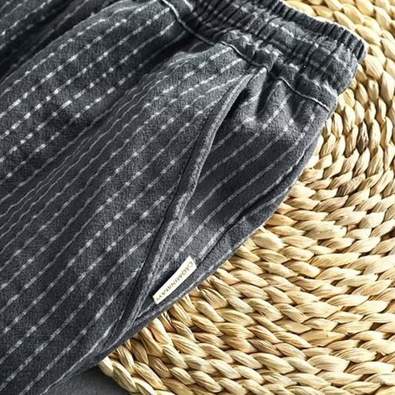 Men's Striped Linen Blend Casual Pants