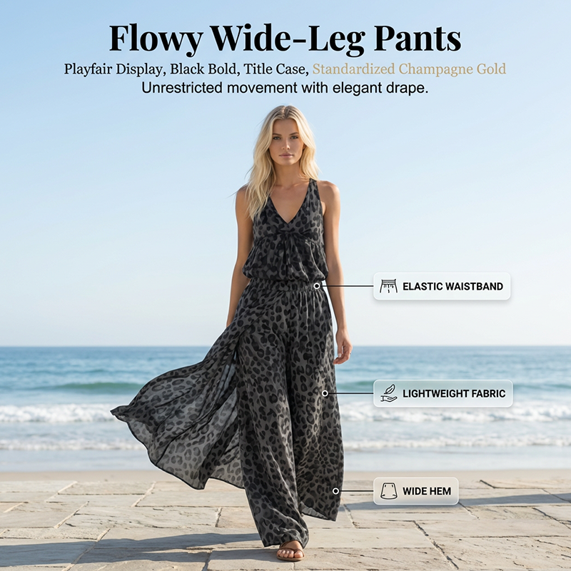 Sleeveless Halter Top & Wide-Leg Pants Set ¨C Flowy, Comfortable & Effortlessly Chic