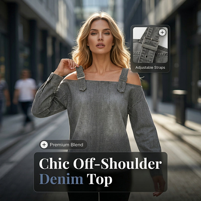 Modieuze denimtop voor dames met brede schouderbanden
