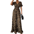 Damesjumpsuit met luipaardprint en gesmokte taille