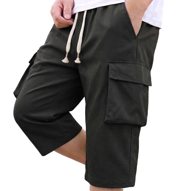 Pantaloncini cargo capri casual da uomo con vita con coulisse