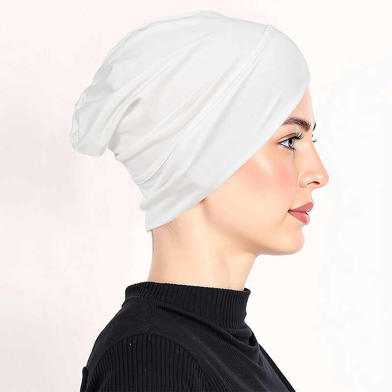 Gorro turbante elástico y suave gratis ¨C tejido de seda de leche y ajuste antideslizante ¨C disimulador del volumen del cabello ¨C multiuso para llevar bajo el pañuelo