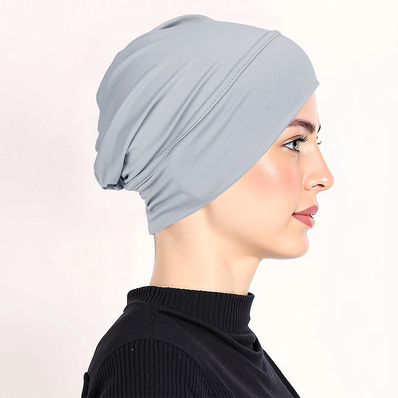 Gorro turbante elástico y suave gratis ¨C tejido de seda de leche y ajuste antideslizante ¨C disimulador del volumen del cabello ¨C multiuso para llevar bajo el pañuelo