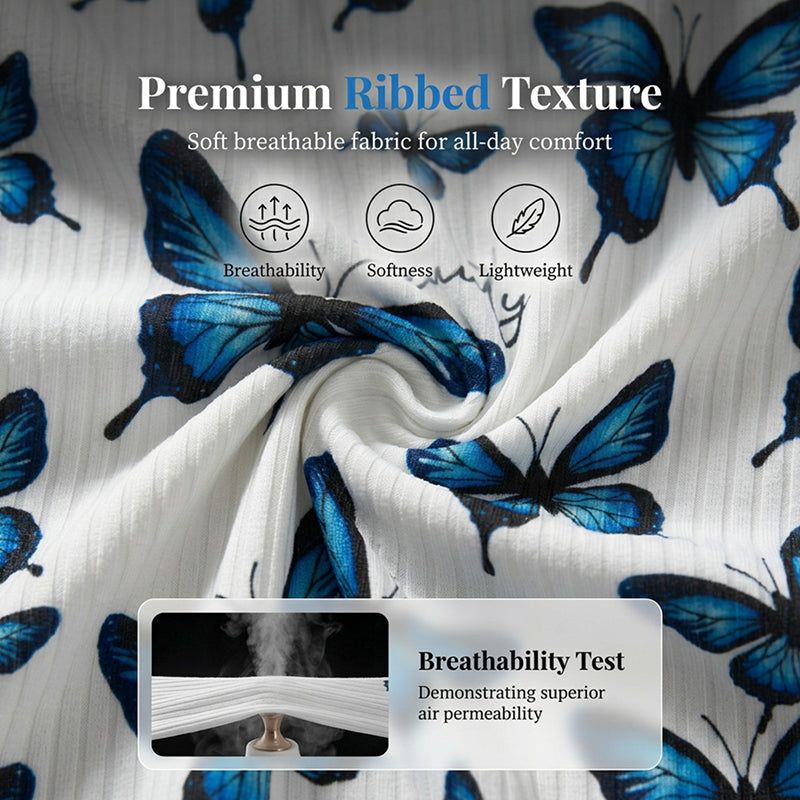 Women's Pajama Set ¨C Butterfly Print, Cozy, Soft, Loungewear