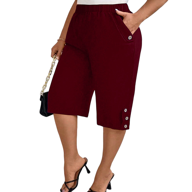 New Arrival Women's Casual Comfortable Elastic Waist Capri Pants