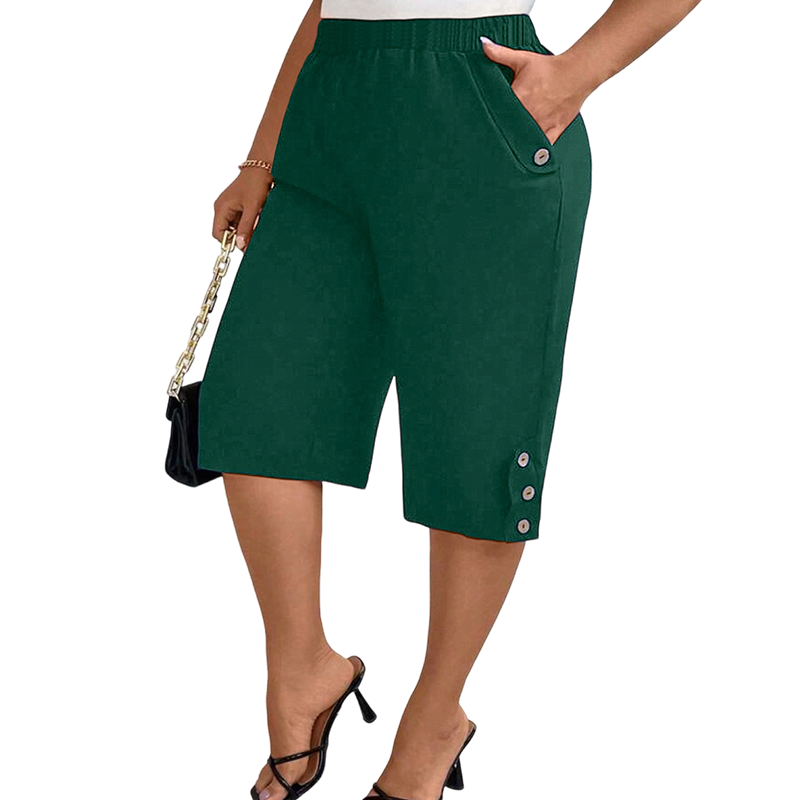 New Arrival Women's Casual Comfortable Elastic Waist Capri Pants