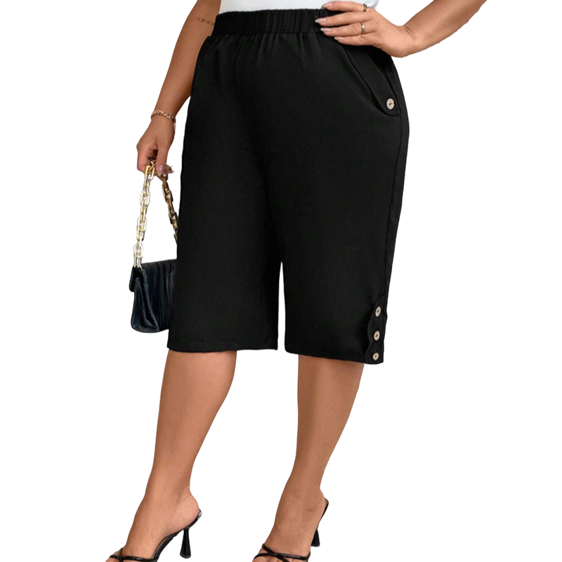 New Arrival Women's Casual Comfortable Elastic Waist Capri Pants
