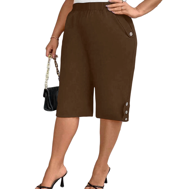 New Arrival Women's Casual Comfortable Elastic Waist Capri Pants