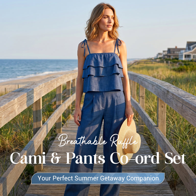 Breathable Ruffle Cami & Pants Co-ord Set