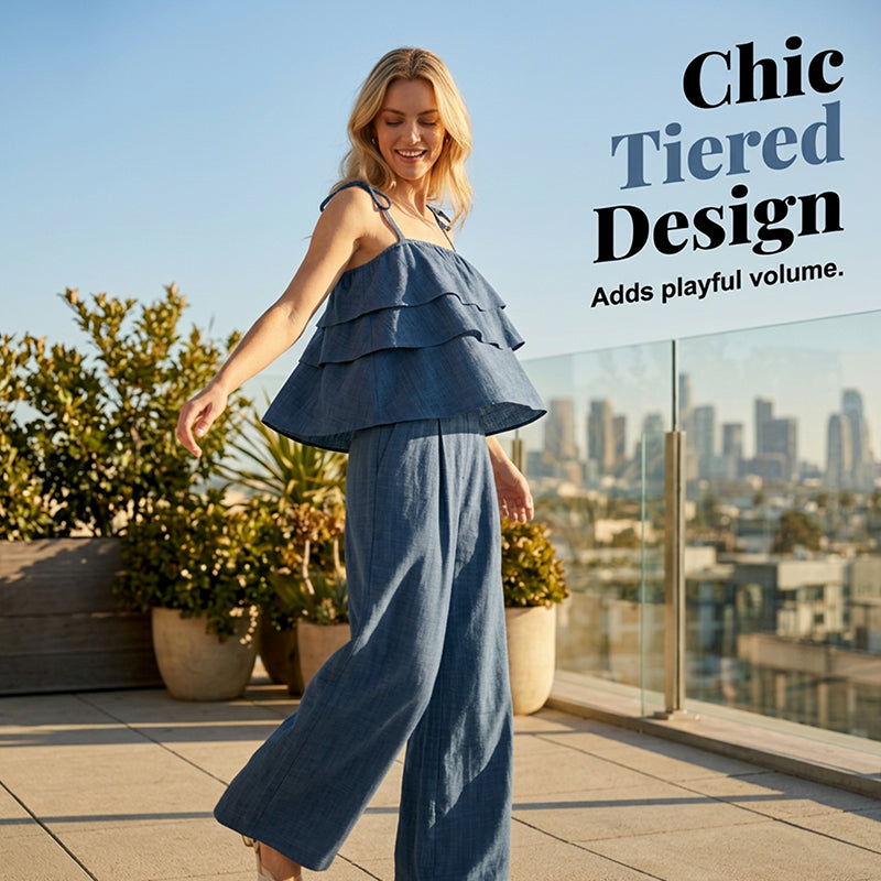 Breathable Ruffle Cami & Pants Co-ord Set