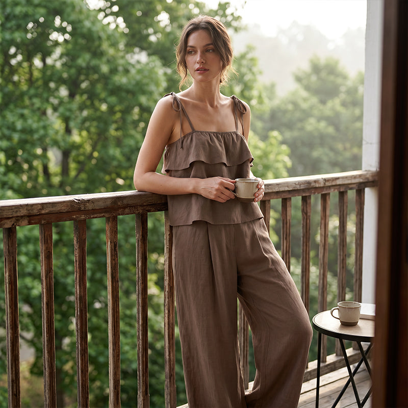 Breathable Ruffle Cami & Pants Co-ord Set