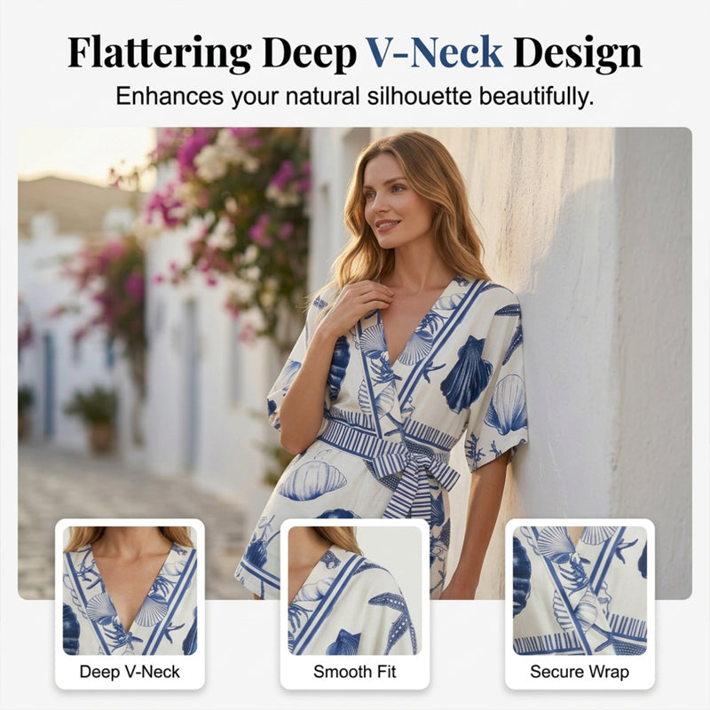 Novedad: mono cruzado con cuello en V y estampado tropical para mujer