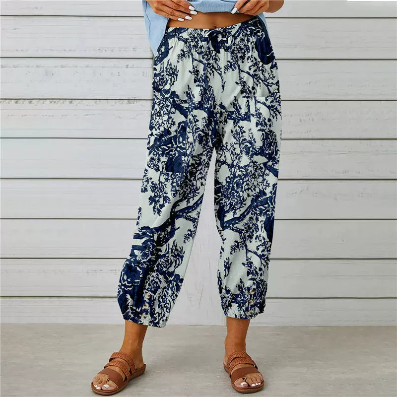 Pantaloni jogger vintage a vita alta con stampa floreale - eleganti, comodi e perfetti per tutti i giorni
