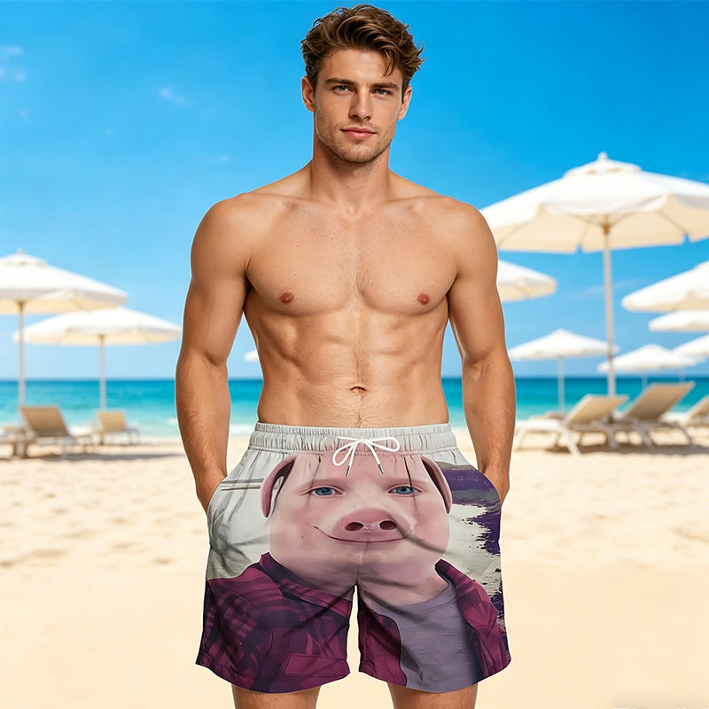 Pantalones cortos de playa divertidos con estampado 3D para hombre