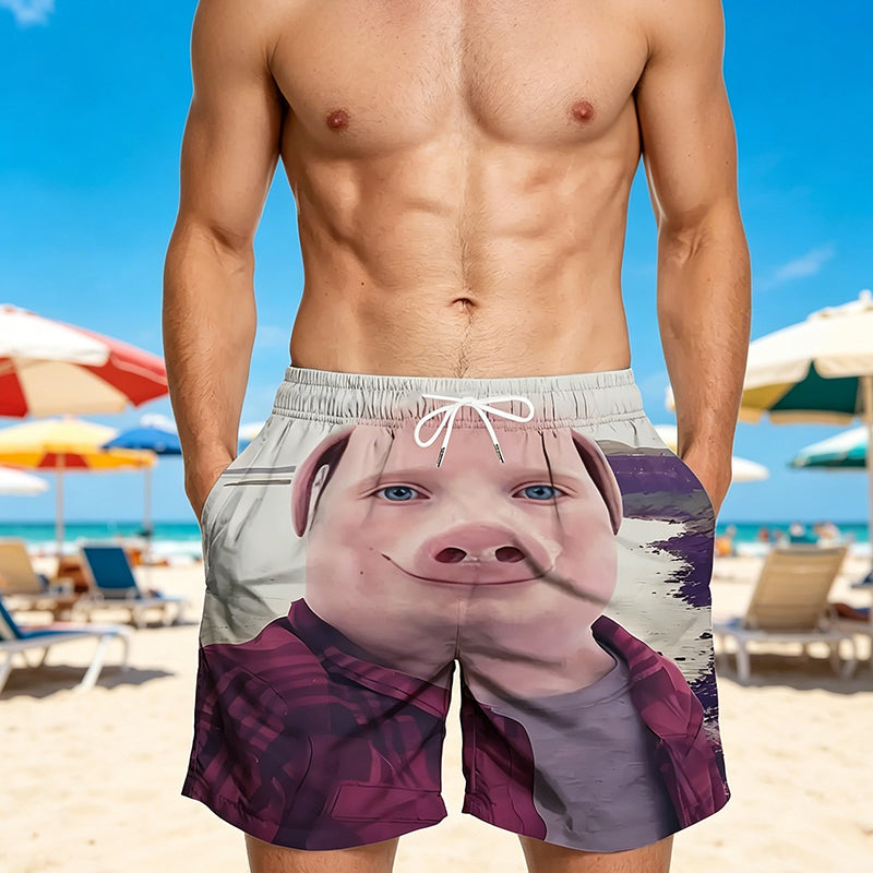 Pantalones cortos de playa divertidos con estampado 3D para hombre