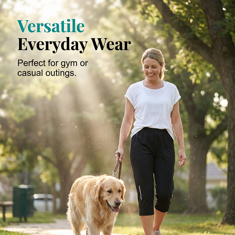 Pantalones capri informales elásticos y de secado rápido para mujer