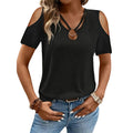 Top de escote en V con hombros descubiertos y detalle de aro para mujer