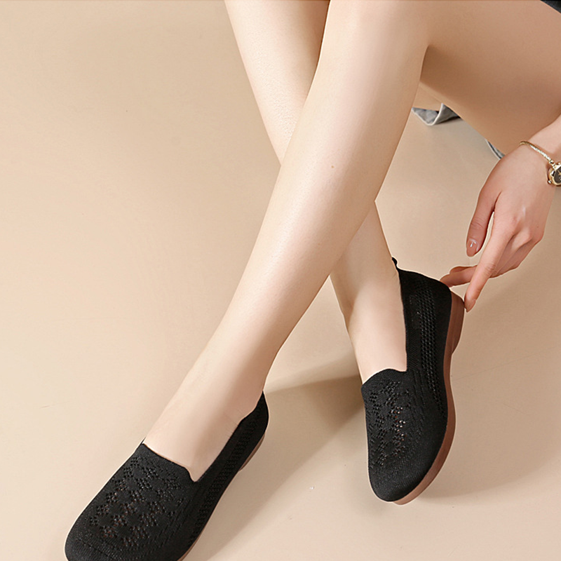 Scarpe da donna traspiranti slip-on in tessuto Flyknit
